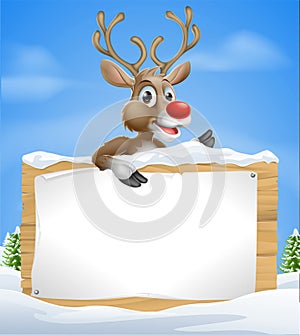 Christmas Cartoon Reindeer Sign photo